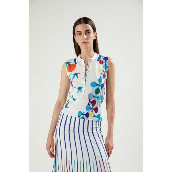 Polo with Birds print