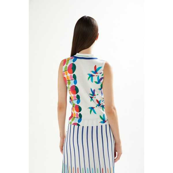 Polo with Birds print