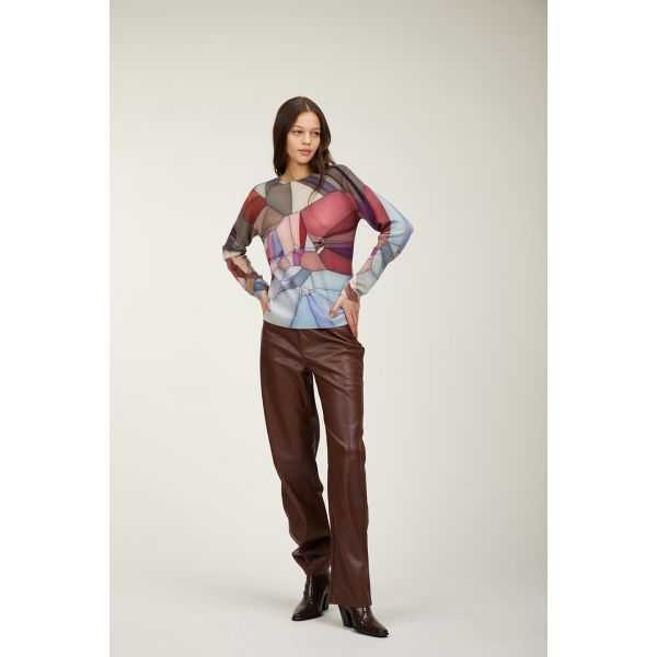 Crewneck sweater with Vetrate print double use