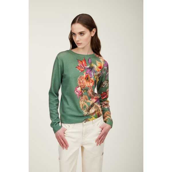 Maglia girocollo con stampa Floreale double use