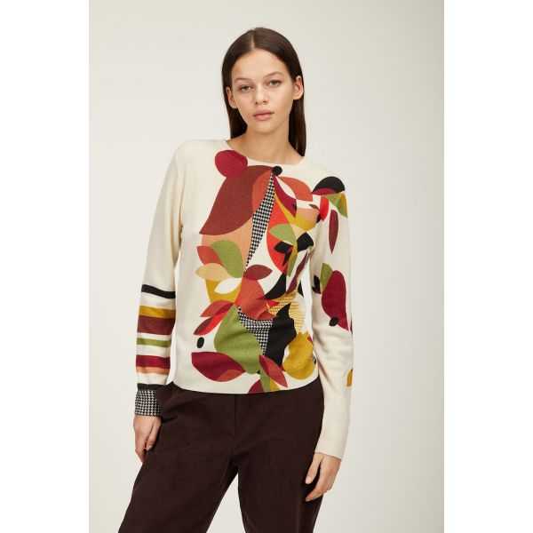 Crewneck sweater with Astratta print double use