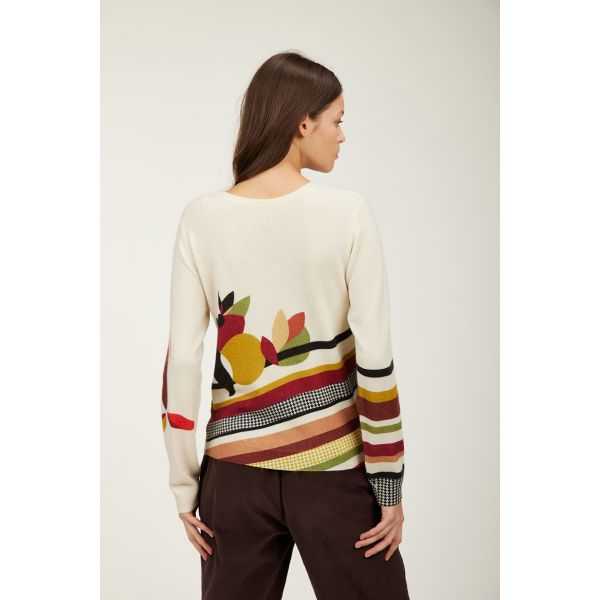 Crewneck sweater with Astratta print double use