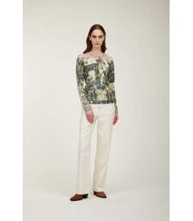 Maglia girocollo con stampa Liberty double use