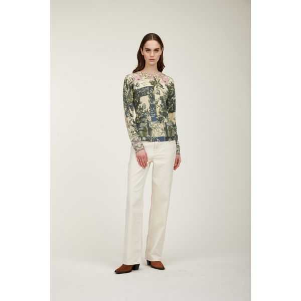 Crewneck sweater with Liberty print double use