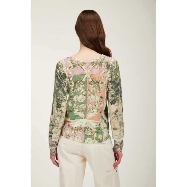 Crewneck sweater with Liberty print double use
