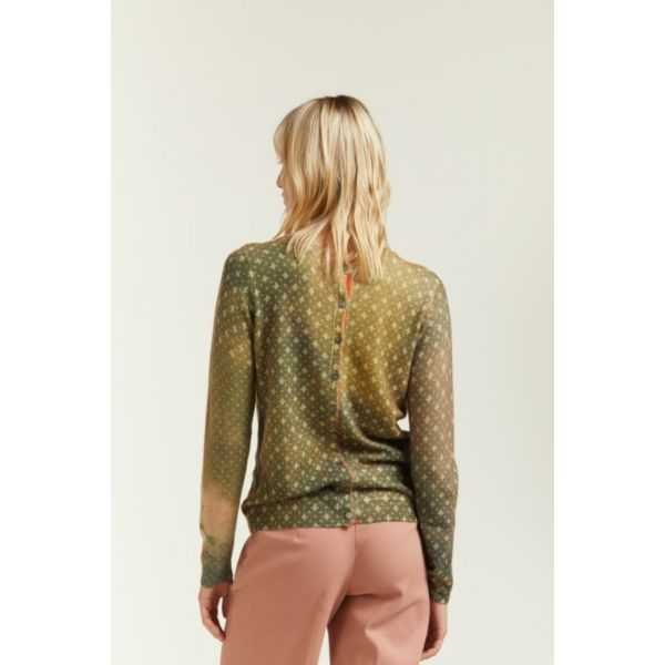 Crewneck cardigan with double use Reinassance print
