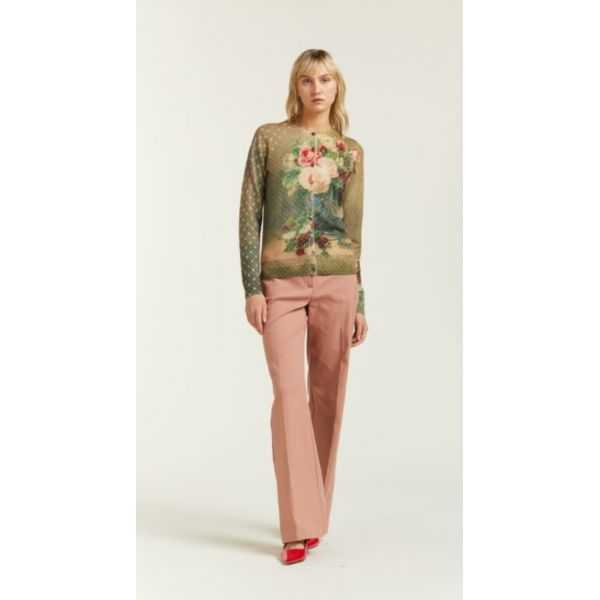 Cardigan girocollo con stampa Rinascimento double use