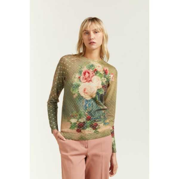 Maglia girocollo con stampa Rinascimento double use