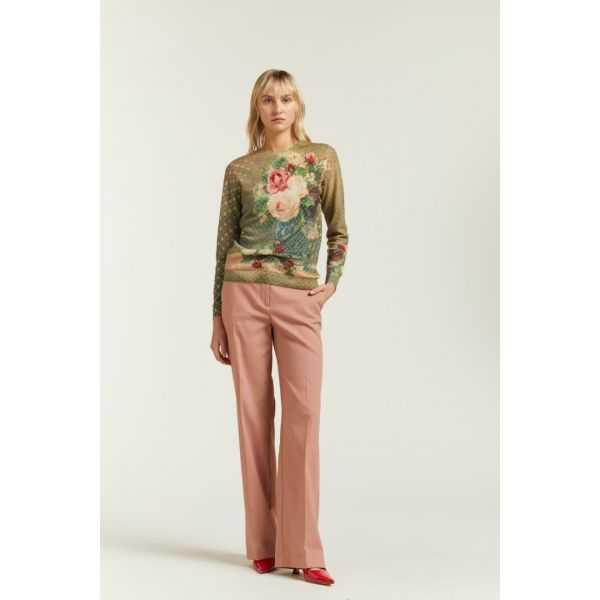 Crewneck sweater with double use Reinassance print