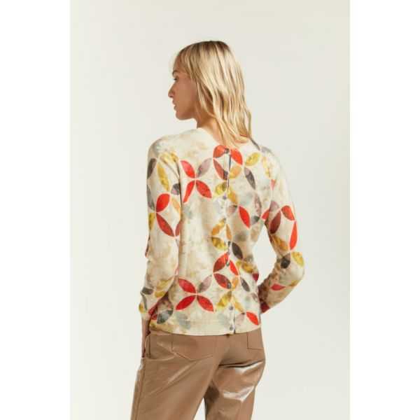 Cardigan girocollo con stampa Wallpaper double use