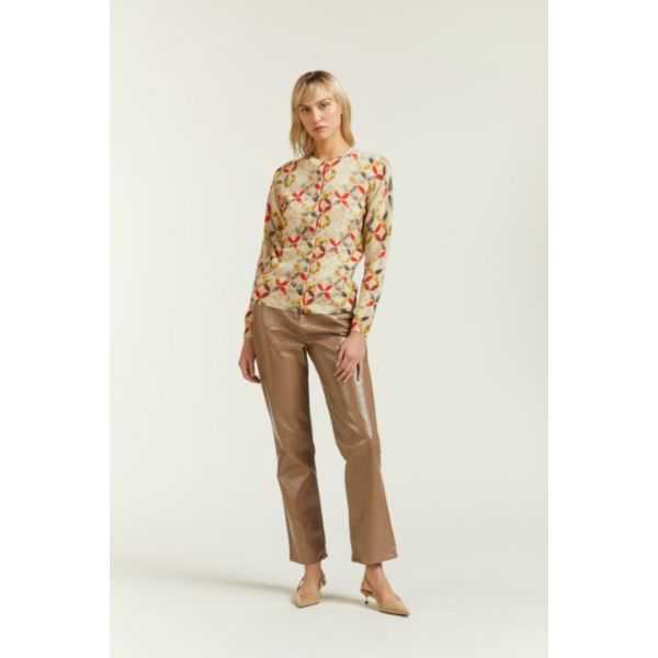 Cardigan girocollo con stampa Wallpaper double use