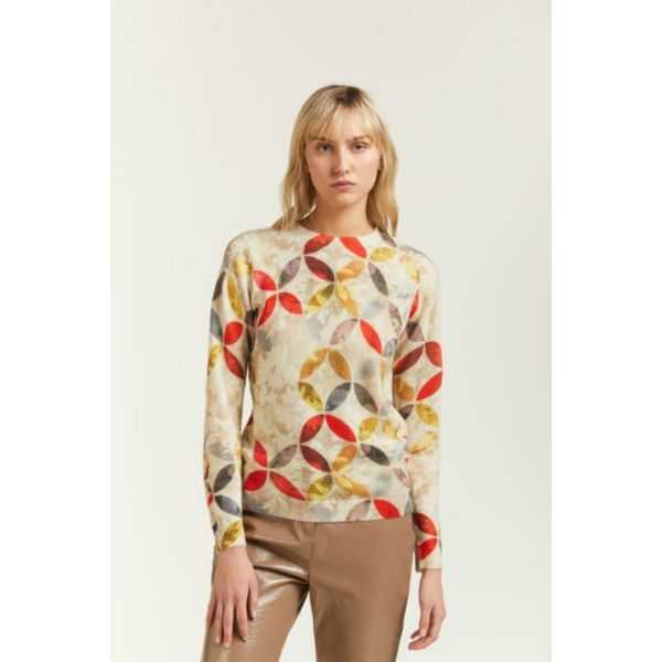 Maglia girocollo con stampa Wallpaper double use