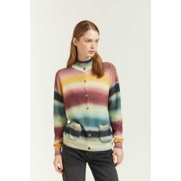 Jacket with pockets and Shaded Stripes print
