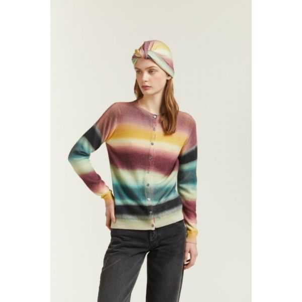 Cardigan girocollo con stampa Shaded