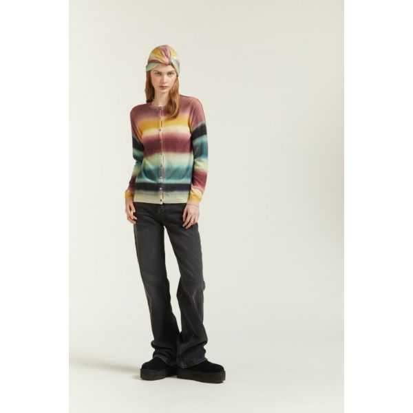 Cardigan girocollo con stampa Shaded