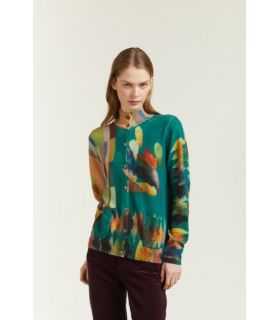 Jacket with pockets and double use Leaves print