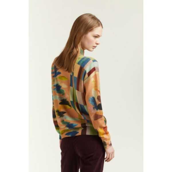 Jacket with pockets and double use Leaves print