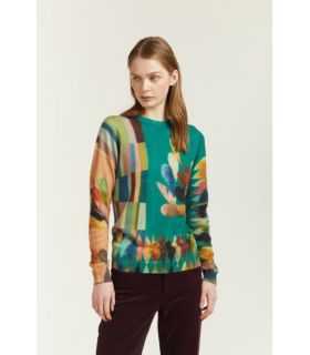 Maglia girocollo con stampa Leaves double use