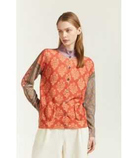 Jacket with pockets and Damask print
