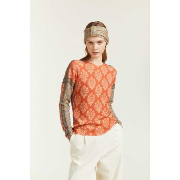 Maglia girocollo con stampa Damascata double use
