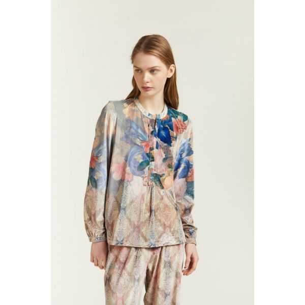 Blusa in Velluto con stampa Tappezzeria