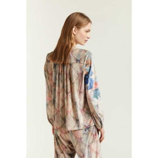 Blusa in Velluto con stampa Tappezzeria