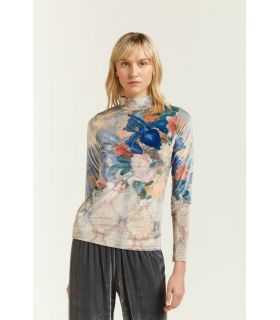 Velvet turtleneck with double use Tapestry print