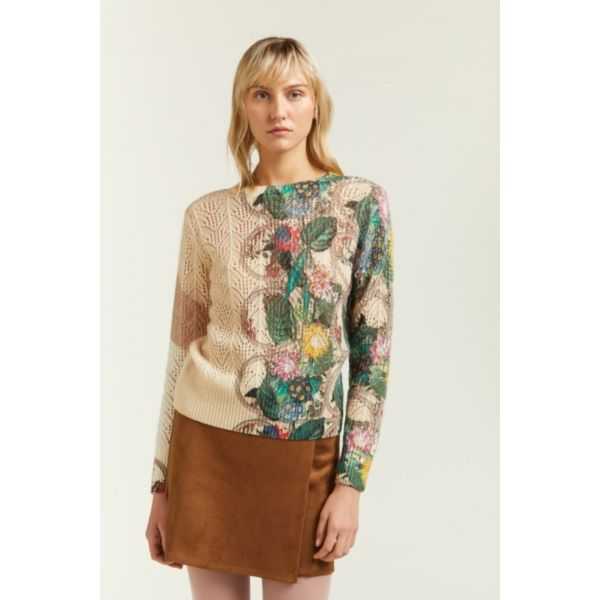 Maglia Traforata con stampa Garden double use