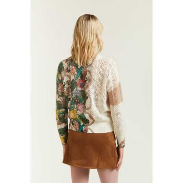 Maglia Traforata con stampa Garden double use