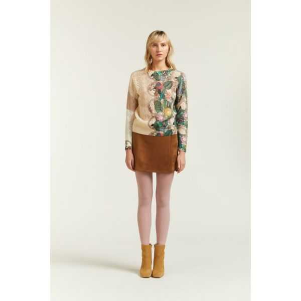 Maglia Traforata con stampa Garden double use