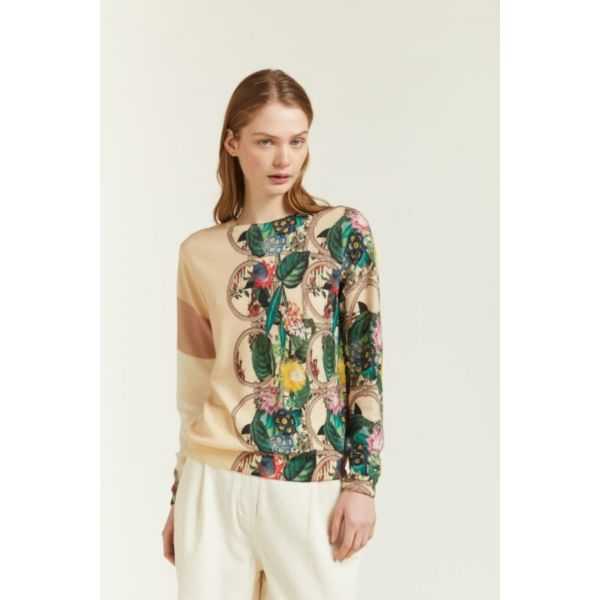 Maglia girocollo con stampa Garden double use