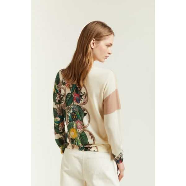 Maglia girocollo con stampa Garden double use