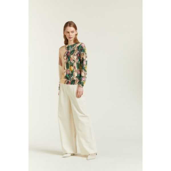 Maglia girocollo con stampa Garden double use