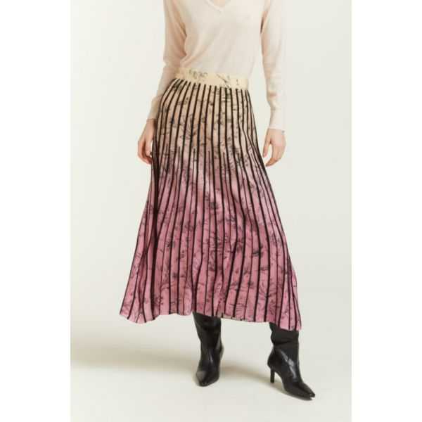 Long Pleated skirt with Botanical print