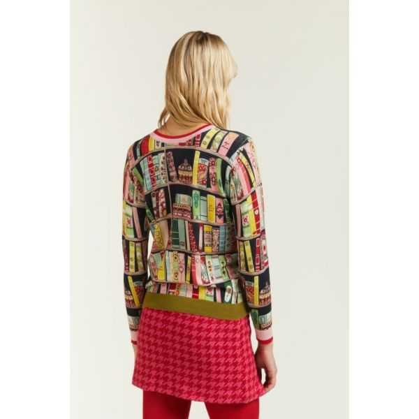 Crewneck sweater with double use Books print