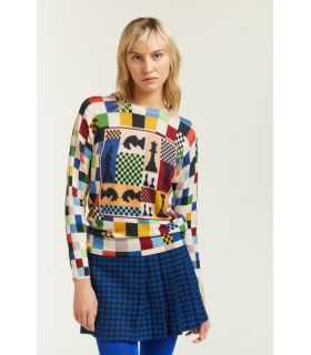Maglia girocollo con stampa Scacchi double use