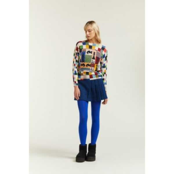 Maglia girocollo con stampa Scacchi double use