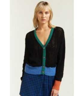Giacca Oversize Traforata con Bordi a Contrasto