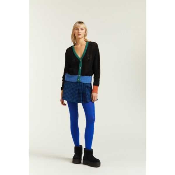 Giacca Oversize Traforata con Bordi a Contrasto