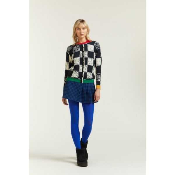 Crewneck cardigan with Squares print