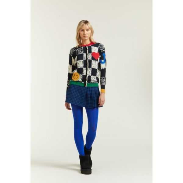 Crewneck cardigan with Squares print and Patches