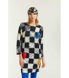 Dress with Squares print and Patches