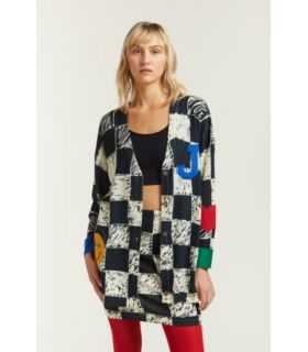 Cardigan Oversize con stampa Quadri e Applicazioni