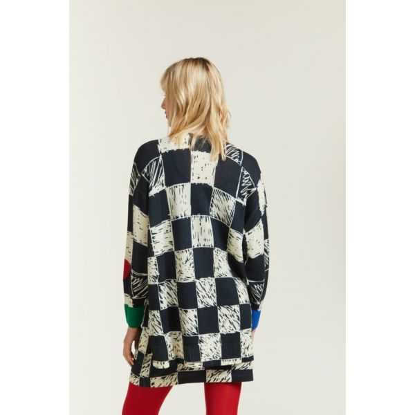 Cardigan Oversize con stampa Quadri e Applicazioni