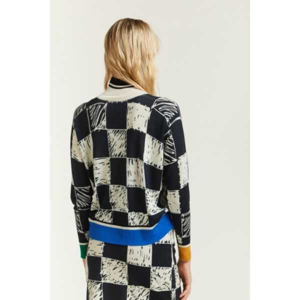 Oversize turtleneck jumper with Squares print