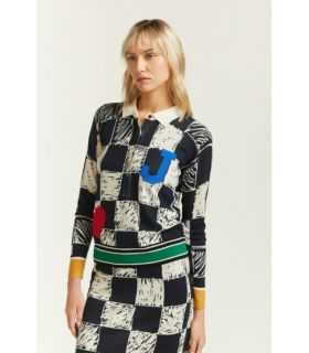 Polo with Squares print and patches