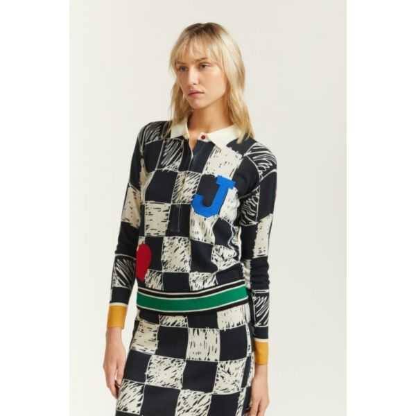 Polo with Squares print and patches