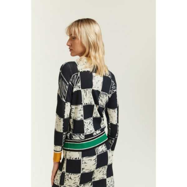 Polo with Squares print and patches
