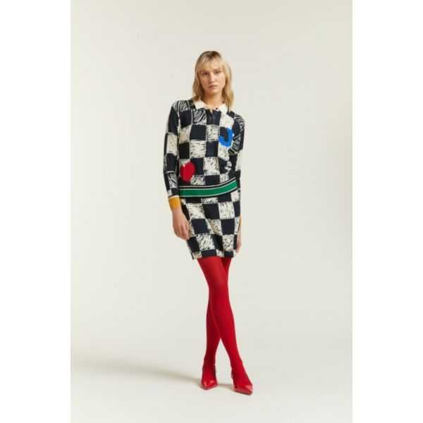 Polo with Squares print and patches