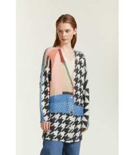 Cardigan Oversize con stampa Pied de Poule